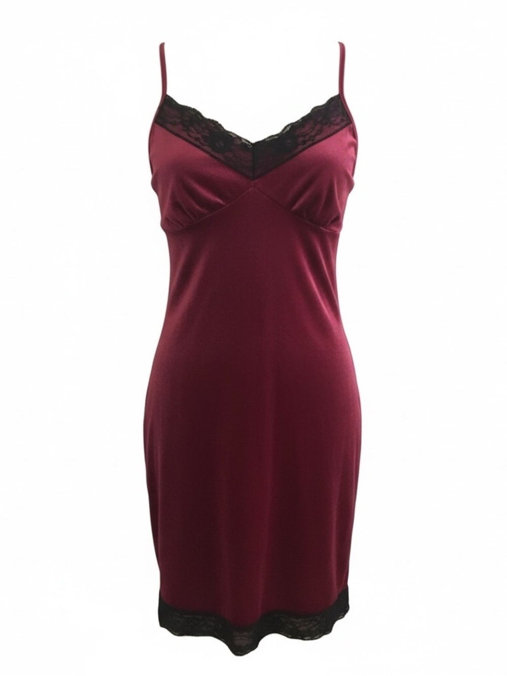 Velvet W/Black Lace Trim Bodycon Sheath Dress Stretchy Small